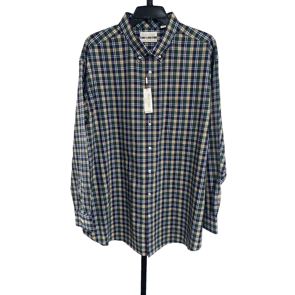 Gold Label mens shirt non-iron designer green blue tan 3XB BRAND NEW $89.50 A4